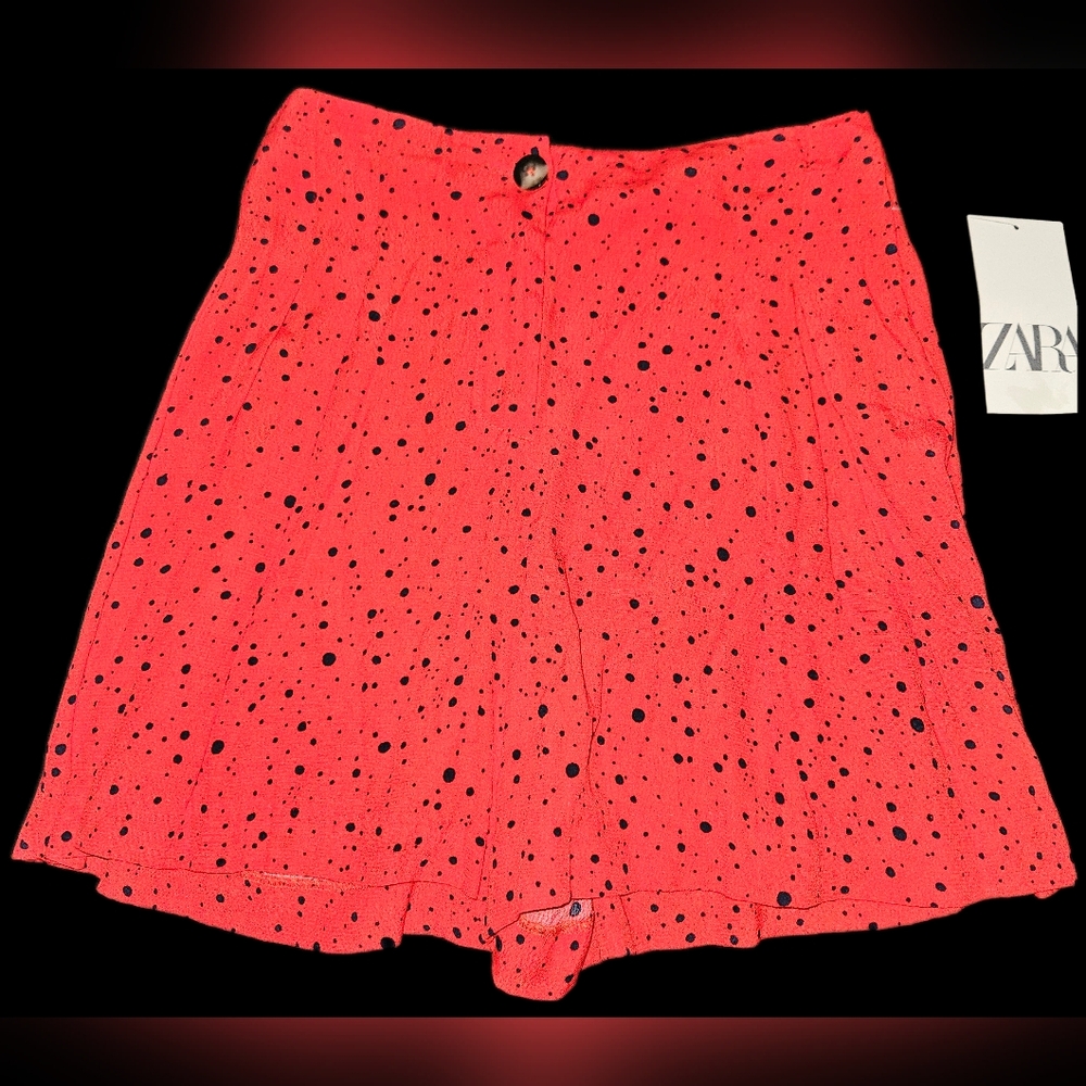 High Waisted Zara Red Shorts with Black Dots